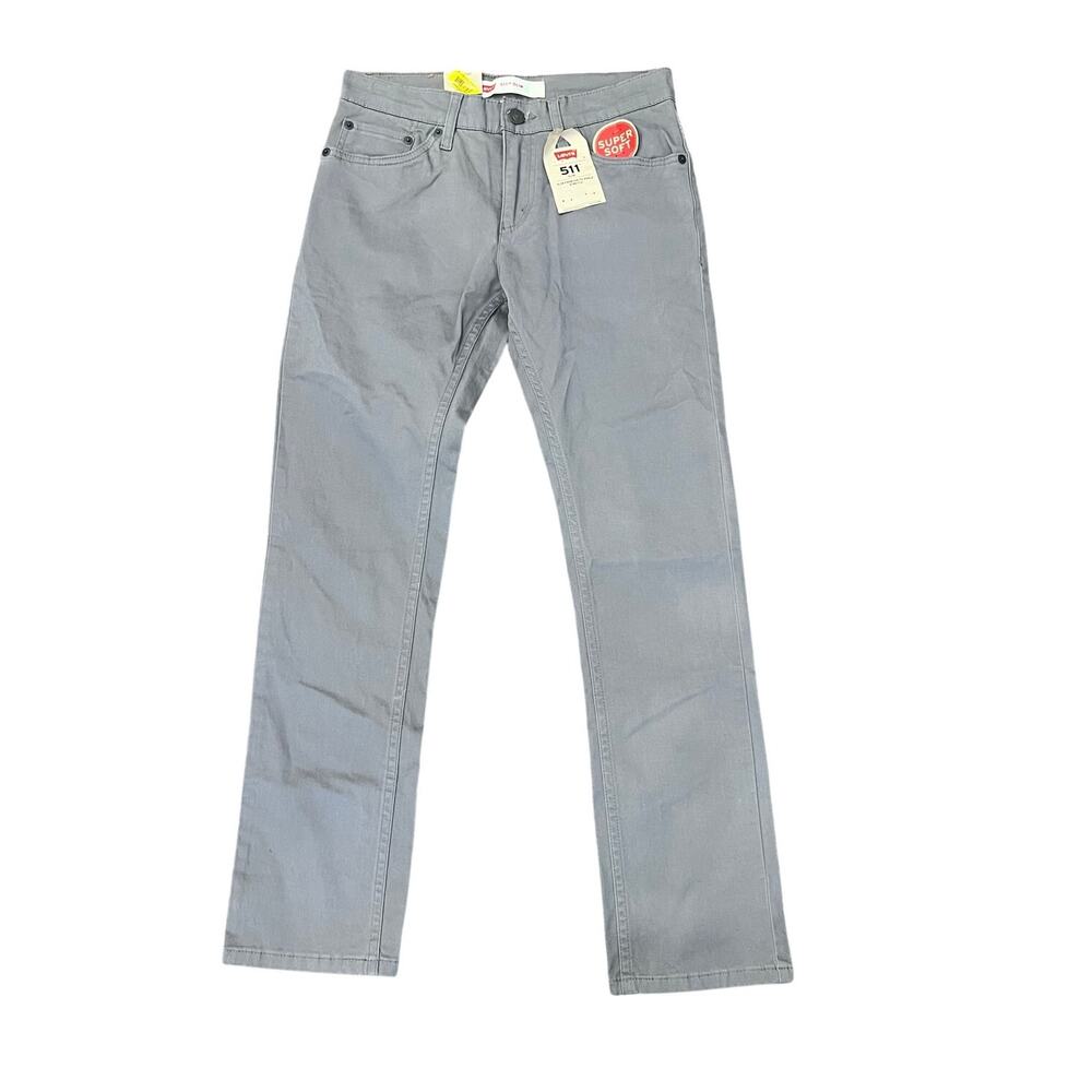 NWT LEVI'S Boys GRAY Khaki Pants Sz 14 Lightweight Jeans $48 Super Soft 511 Slim